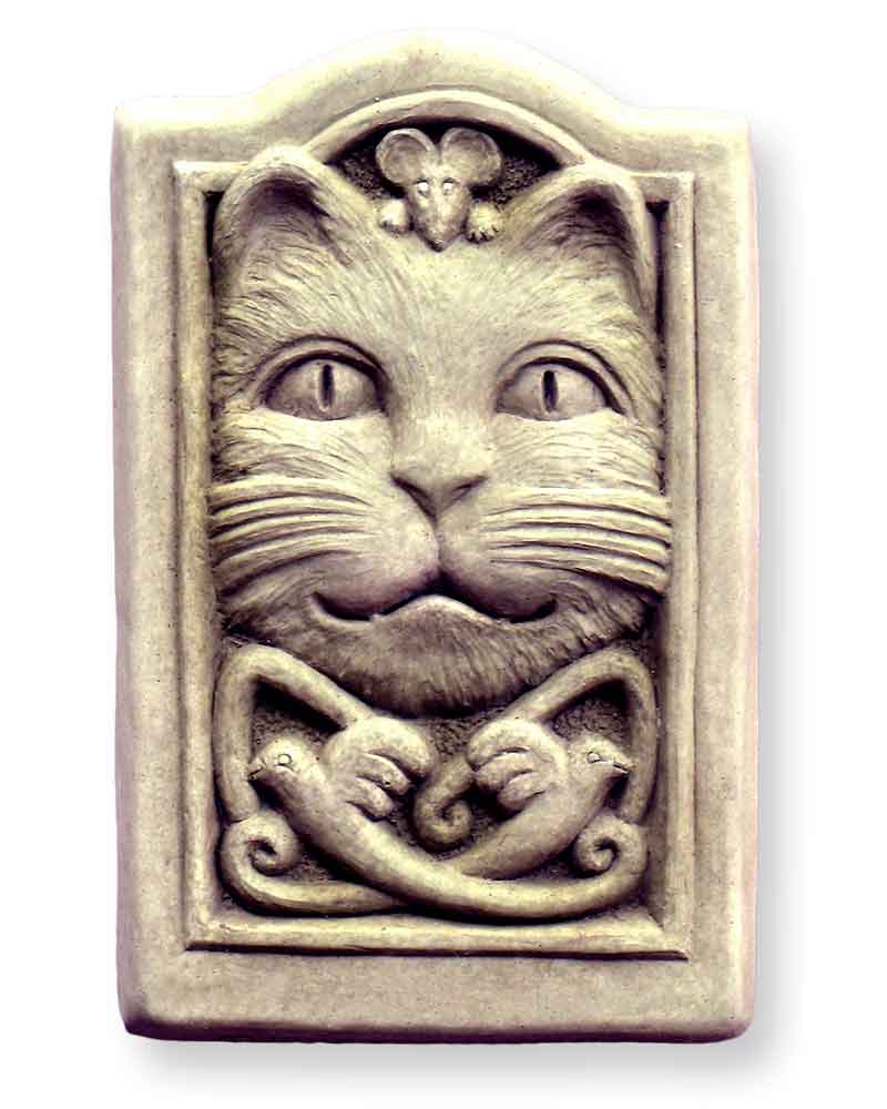 Cast Stone Plaque Featuring Cats Celtic Cat